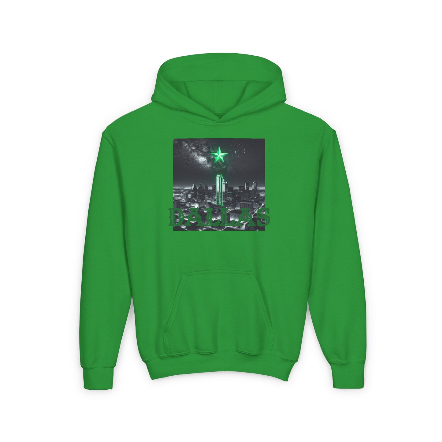DALLAS Youth Hooded Sweatshirt - Retro Graphic Design for City Pride