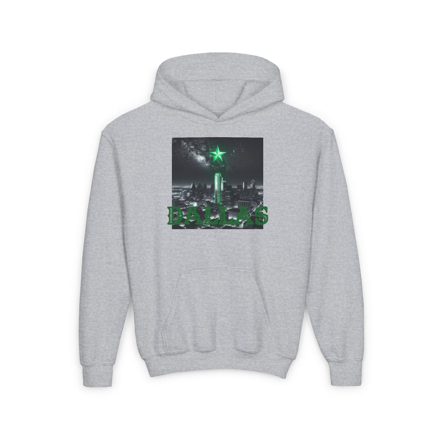 DALLAS Youth Hooded Sweatshirt - Retro Graphic Design for City Pride
