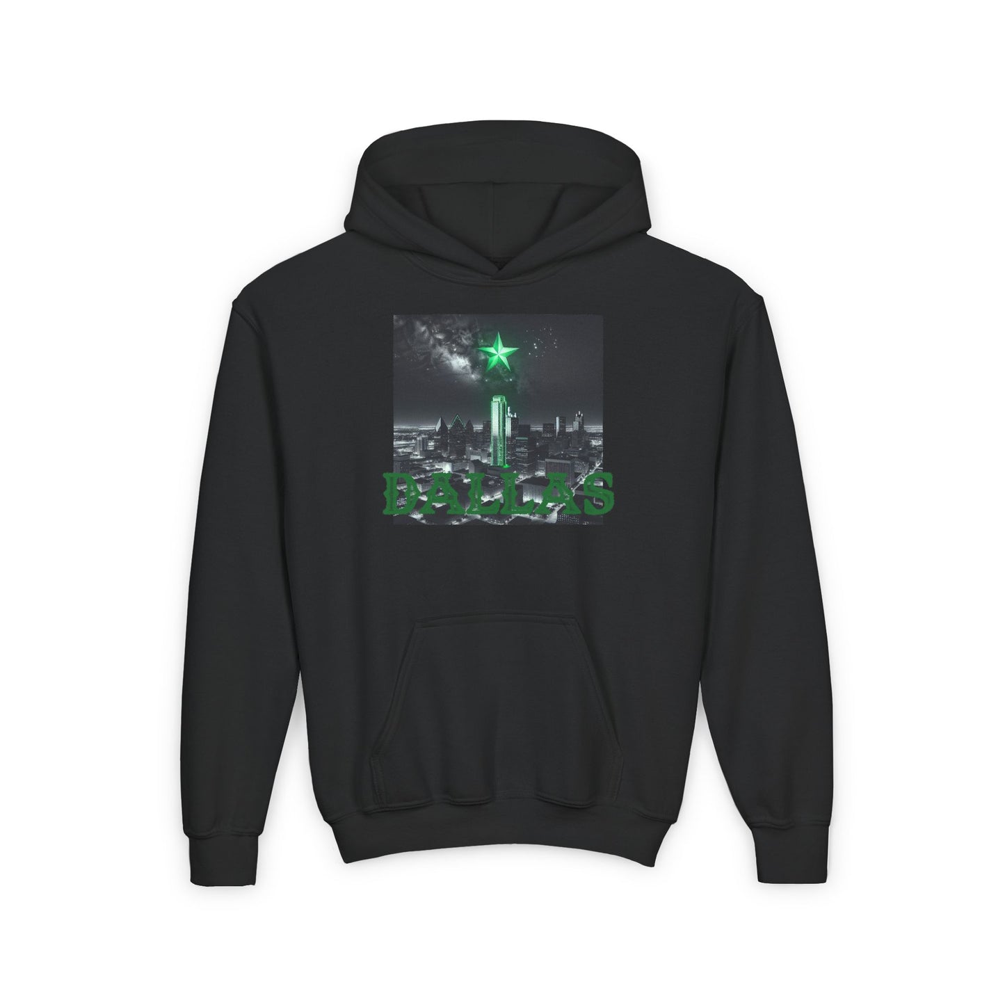 DALLAS Youth Hooded Sweatshirt - Retro Graphic Design for City Pride
