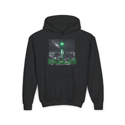 DALLAS Youth Hooded Sweatshirt - Retro Graphic Design for City Pride