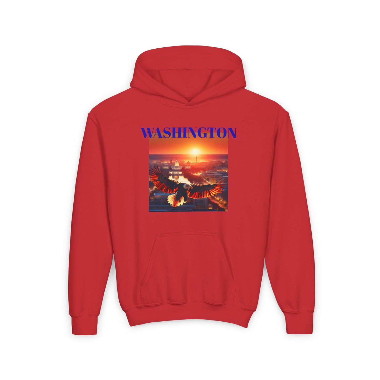 WASHINGTON Youth Hooded Sweatshirt - Retro Graphic Design for City Pride