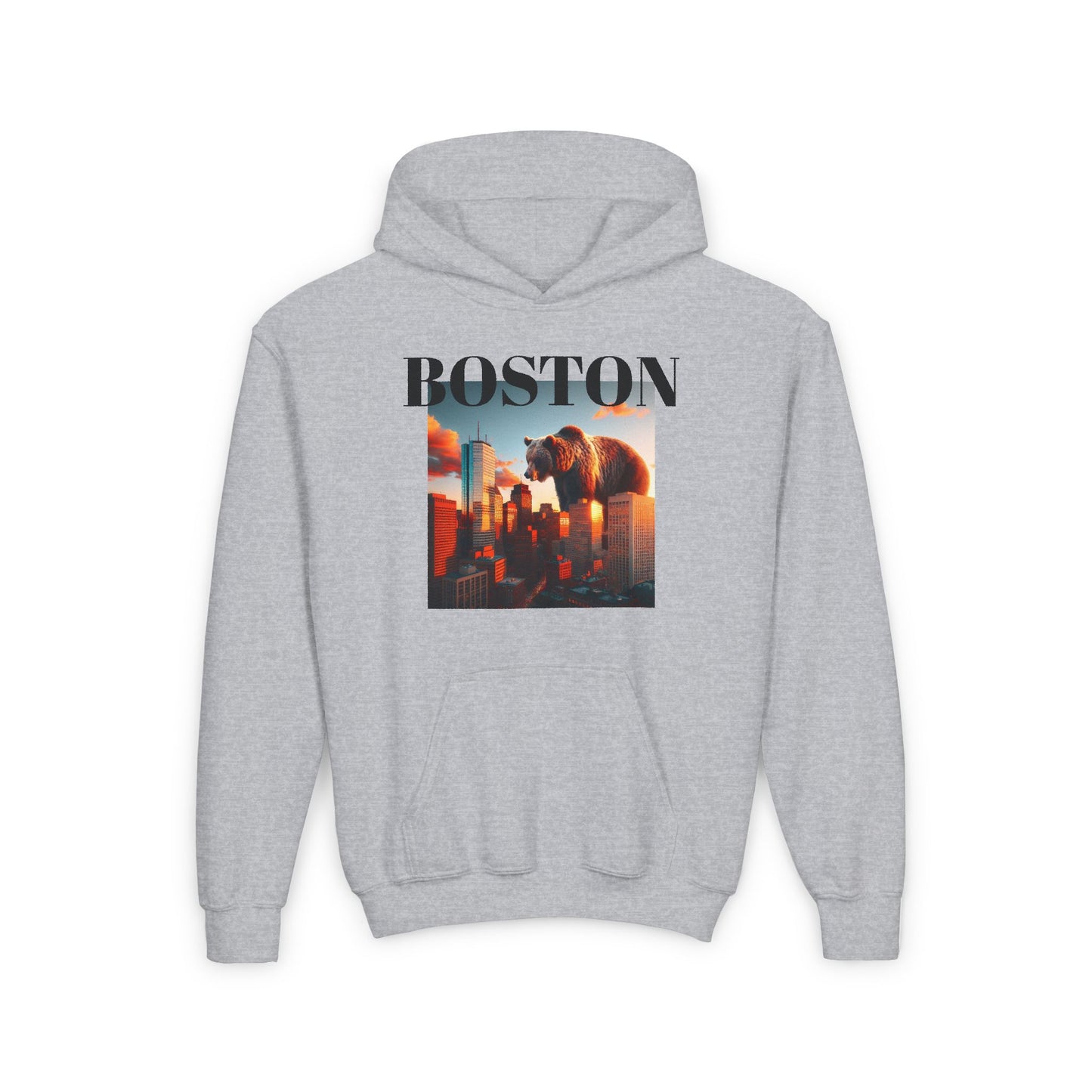 BOSTON Youth Hooded Sweatshirt - Retro Graphic Design for City Pride