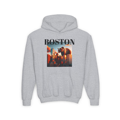 BOSTON Youth Hooded Sweatshirt - Retro Graphic Design for City Pride
